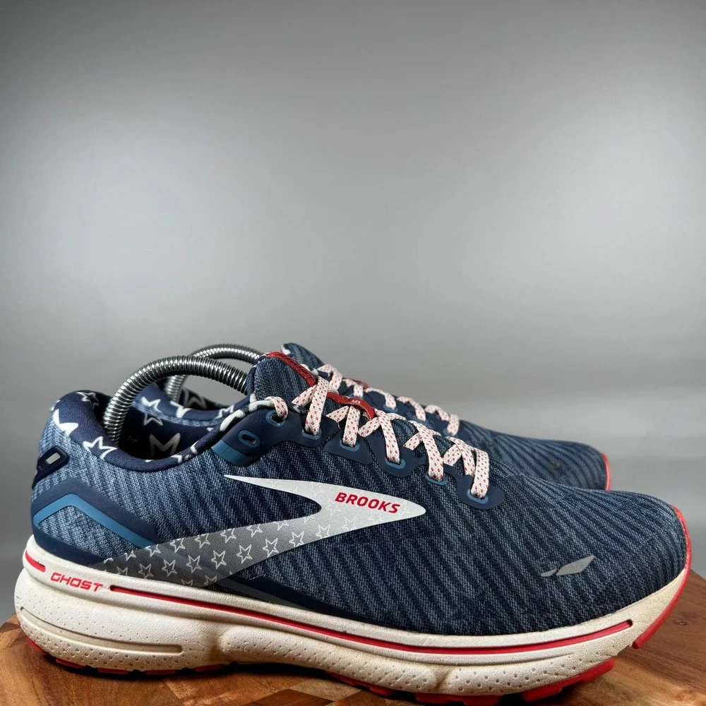 Brooks Ghost 15 Womens Running Shoes 11 Stars Stripes Navy Red 1203801B449